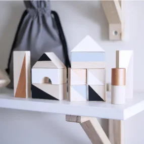 Wooden building blocks - Copper & Monochrome