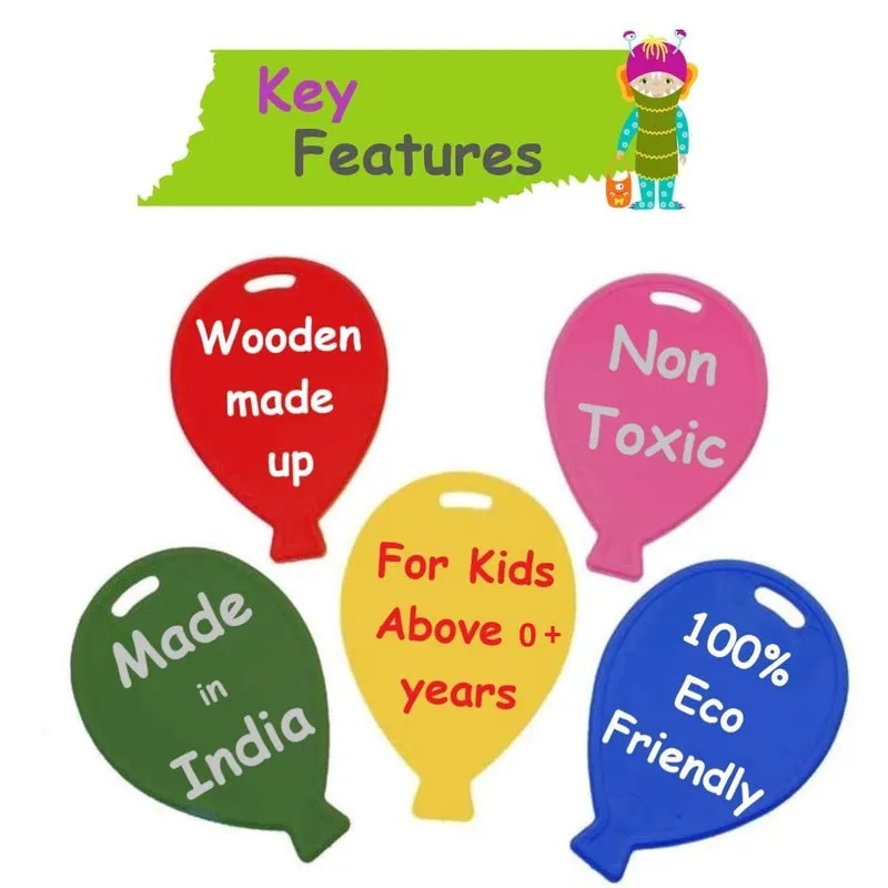Wooden Rattles for Baby - Pack of 4 pcs - multicolor