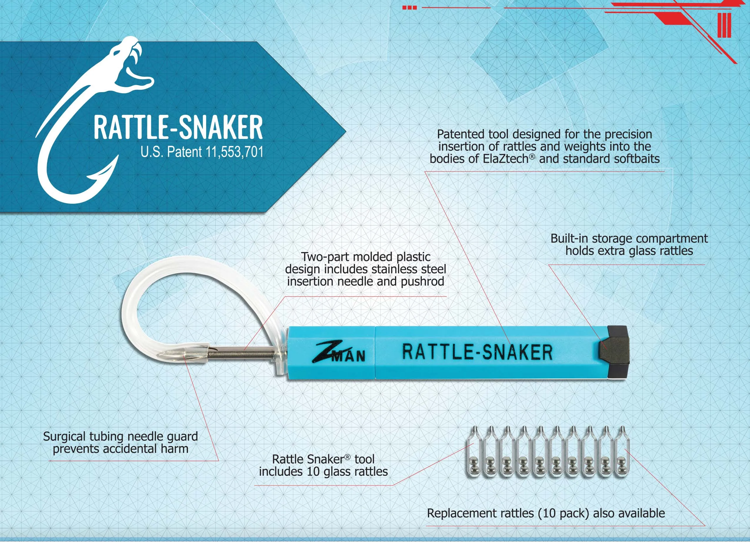 Z-Man Rattle-Snaker Kit - Tool And 10 Pack Rattles